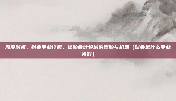 深度解析,财会专业详解,揭秘会计领域的奥秘与机遇(财会是什么专业类别)