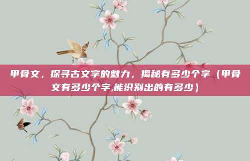 甲骨文，探寻古文字的魅力，揭秘有多少个字（甲骨文有多少个字,能识别出的有多少）