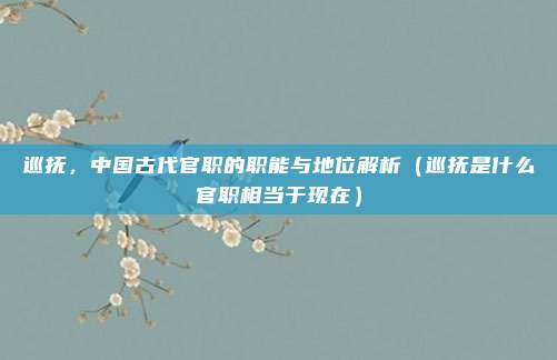 巡抚，中国古代官职的职能与地位解析（巡抚是什么官职相当于现在）