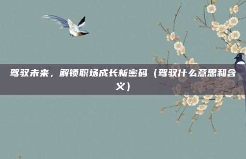 驾驭未来,解锁职场成长新密码(驾驭什么意思和含义)