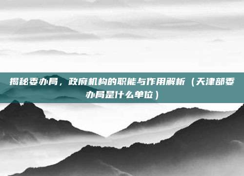 揭秘委办局,政府机构的职能与作用解析(天津部委办局是什么单位)
