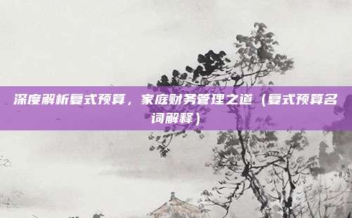 深度解析复式预算，家庭财务管理之道（复式预算名词解释）