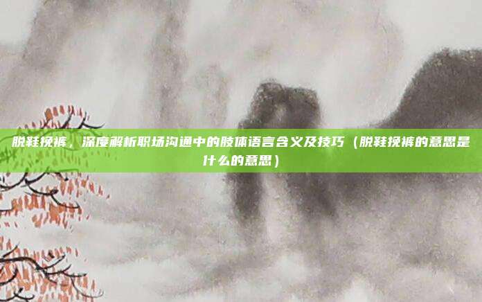 脱鞋挽裤,深度解析职场沟通中的肢体语言含义及技巧(脱鞋挽裤的意思是什么的意思)