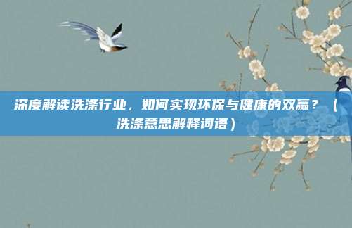 深度解读洗涤行业，如何实现环保与健康的双赢？（洗涤意思解释词语）