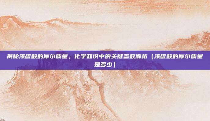 揭秘浓硫酸的摩尔质量,化学知识中的关键参数解析(浓硫酸的摩尔质量是多少)