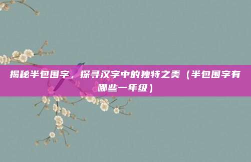 揭秘半包围字,探寻汉字中的独特之美(半包围字有哪些一年级)