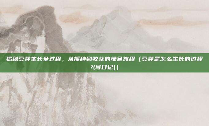 揭秘豆芽生长全过程，从播种到收获的绿色旅程（豆芽是怎么生长的过程?(写日记)）