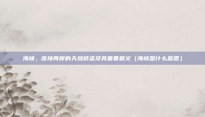 海峡，连接两岸的天然桥梁及其重要意义（海峡是什么意思）