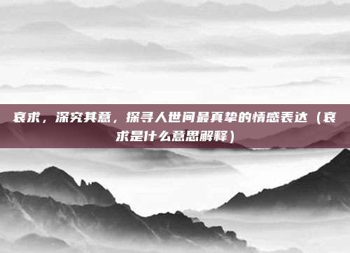 哀求，深究其意，探寻人世间最真挚的情感表达（哀求是什么意思解释）