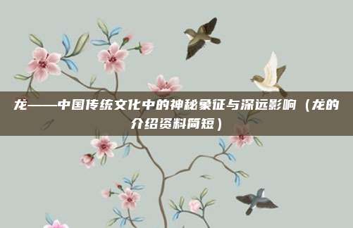 龙——中国传统文化中的神秘象征与深远影响（龙的介绍资料简短）