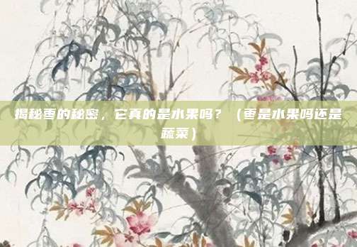 揭秘枣的秘密，它真的是水果吗？（枣是水果吗还是蔬菜）