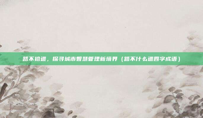 路不拾遗，探寻城市智慧管理新境界（路不什么遗四字成语）