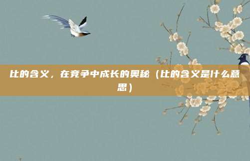 比的含义，在竞争中成长的奥秘（比的含义是什么意思）