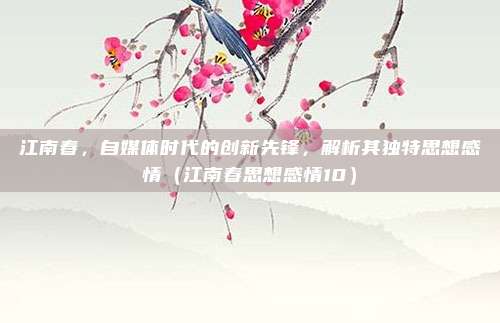 江南春，自媒体时代的创新先锋，解析其独特思想感情（江南春思想感情10）