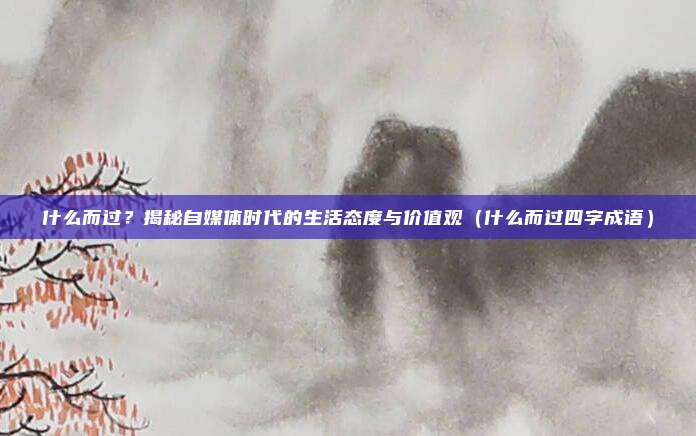 什么而过？揭秘自媒体时代的生活态度与价值观（什么而过四字成语）