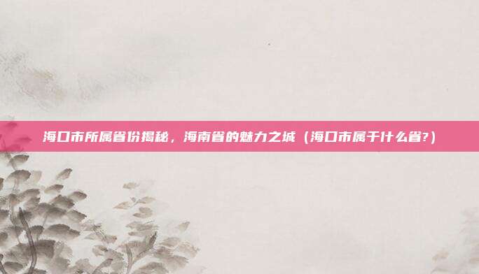 海口市所属省份揭秘，海南省的魅力之城（海口市属于什么省?）