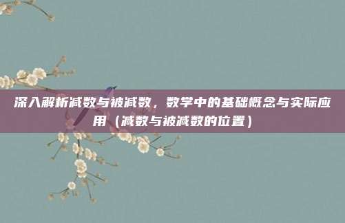 深入解析减数与被减数,数学中的基础概念与实际应用(减数与被减数的位置)