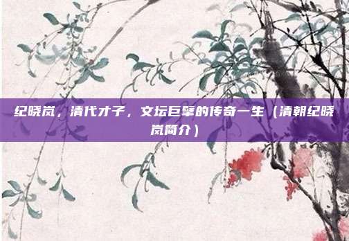 纪晓岚，清代才子，文坛巨擘的传奇一生（清朝纪晓岚简介）