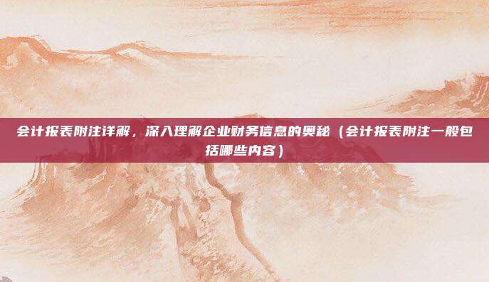 会计报表附注详解，深入理解企业财务信息的奥秘（会计报表附注一般包括哪些内容）