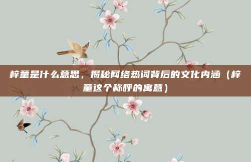 梓童是什么意思，揭秘网络热词背后的文化内涵（梓童这个称呼的寓意）