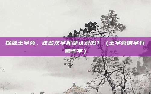 探秘王字旁，这些汉字你都认识吗？（王字旁的字有哪些字）