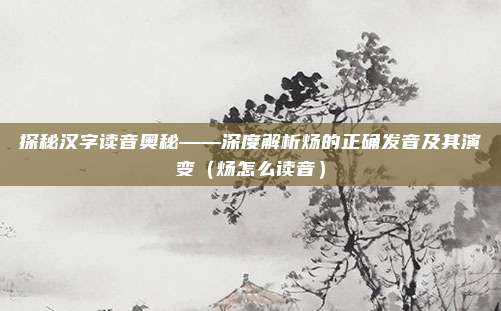探秘汉字读音奥秘——深度解析炀的正确发音及其演变（炀怎么读音）