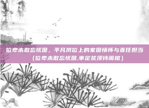 位卑未敢忘忧国，平凡岗位上的家国情怀与责任担当（位卑未敢忘忧国,事定犹须待阖棺）