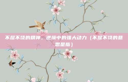 不屈不饶的精神，逆境中的强大动力（不屈不饶的意思是指）