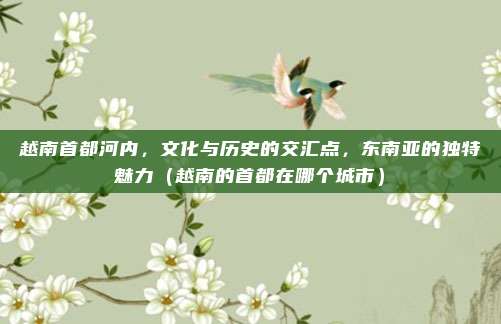越南首都河内，文化与历史的交汇点，东南亚的独特魅力（越南的首都在哪个城市）