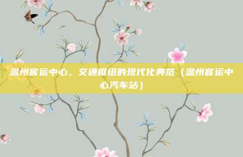 温州客运中心，交通枢纽的现代化典范（温州客运中心汽车站）