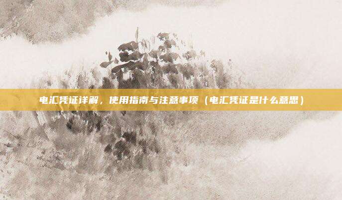 电汇凭证详解，使用指南与注意事项（电汇凭证是什么意思）