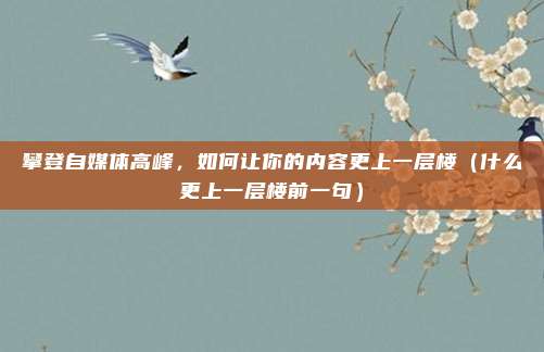 攀登自媒体高峰，如何让你的内容更上一层楼（什么更上一层楼前一句）
