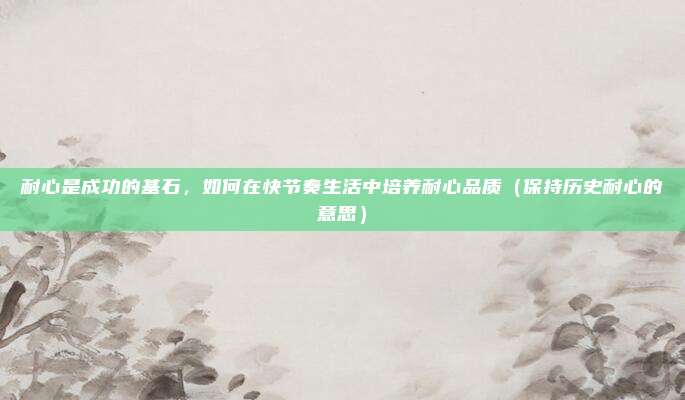 耐心是成功的基石，如何在快节奏生活中培养耐心品质（保持历史耐心的意思）