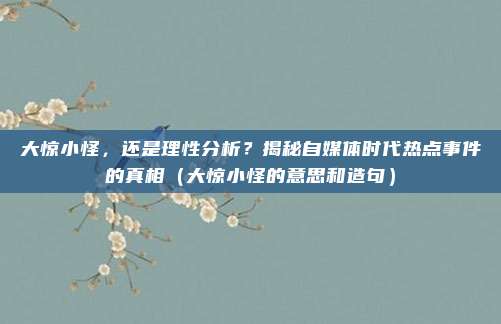 大惊小怪，还是理性分析？揭秘自媒体时代热点事件的真相（大惊小怪的意思和造句）