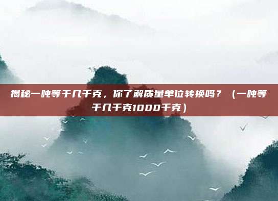揭秘一吨等于几千克，你了解质量单位转换吗？（一吨等于几千克1000千克）