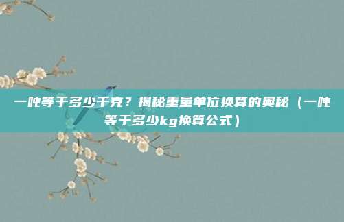 一吨等于多少千克？揭秘重量单位换算的奥秘（一吨等于多少kg换算公式）