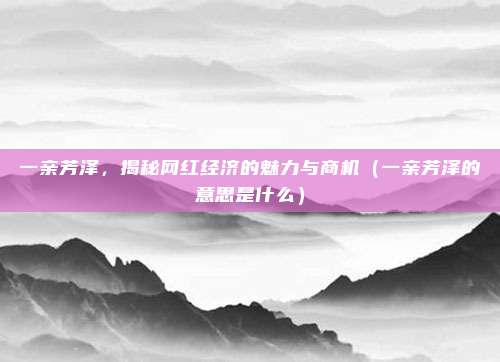 一亲芳泽，揭秘网红经济的魅力与商机（一亲芳泽的意思是什么）