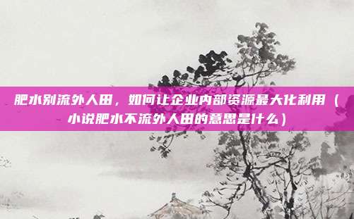 肥水别流外人田，如何让企业内部资源最大化利用（小说肥水不流外人田的意思是什么）