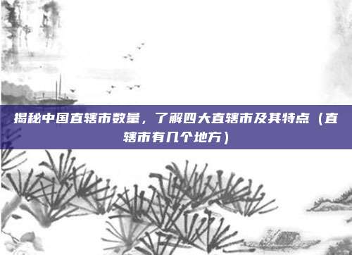 揭秘中国直辖市数量，了解四大直辖市及其特点（直辖市有几个地方）