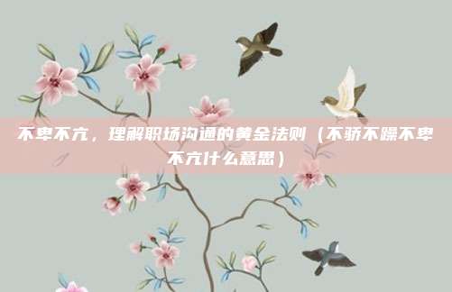 不卑不亢，理解职场沟通的黄金法则（不骄不躁不卑不亢什么意思）