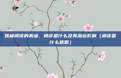 揭秘阅读的真谛，阅读是什么及其深远影响（阅读是什么意思）