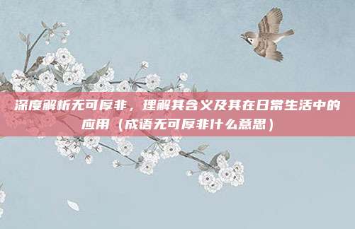 深度解析无可厚非，理解其含义及其在日常生活中的应用（成语无可厚非什么意思）