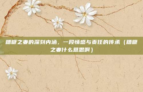 糟糠之妻的深刻内涵，一段情感与责任的传承（糟糠之妻什么意思啊）