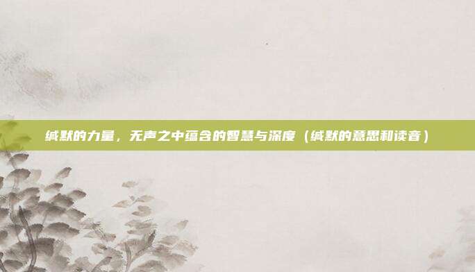 缄默的力量，无声之中蕴含的智慧与深度（缄默的意思和读音）