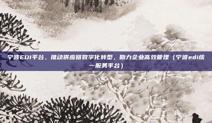 宁波EDI平台，推动供应链数字化转型，助力企业高效管理（宁波edi统一服务平台）