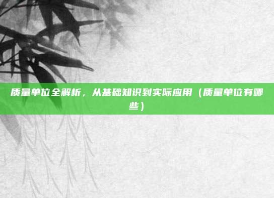 质量单位全解析，从基础知识到实际应用（质量单位有哪些）