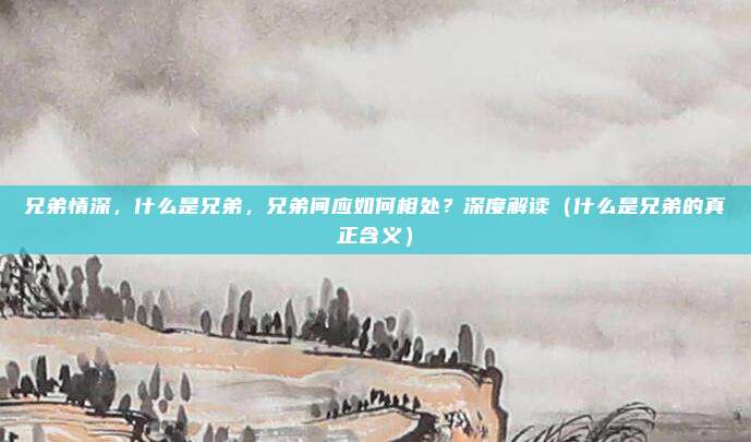 兄弟情深，什么是兄弟，兄弟间应如何相处？深度解读（什么是兄弟的真正含义）