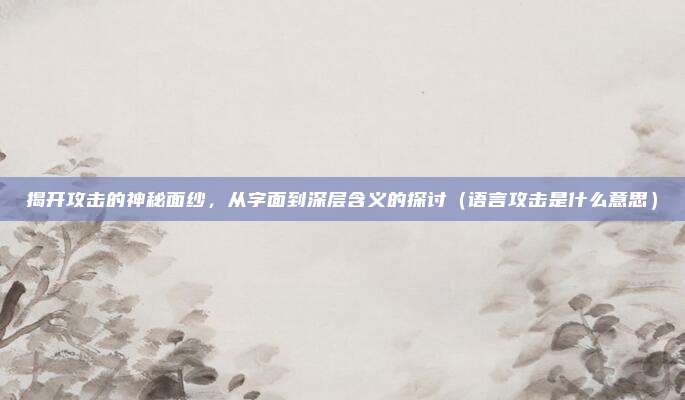 揭开攻击的神秘面纱，从字面到深层含义的探讨（语言攻击是什么意思）