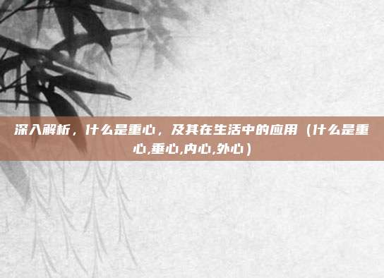 深入解析，什么是重心，及其在生活中的应用（什么是重心,垂心,内心,外心）