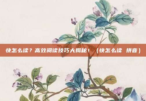 快怎么读？高效阅读技巧大揭秘！（快怎么读 拼音）